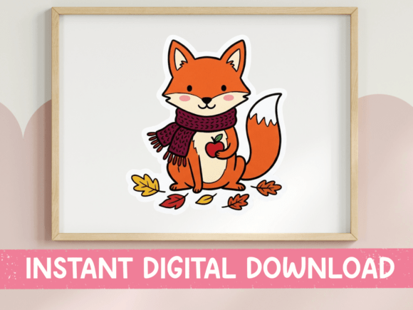 Autumn Fox with Apple Sticker