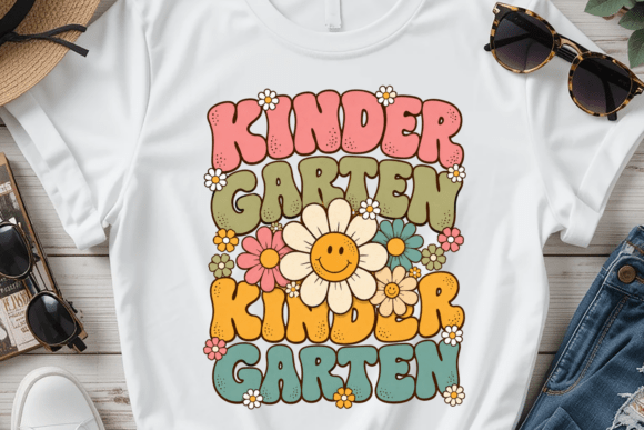 Kinder Garten Retro Smiley Flower PNG