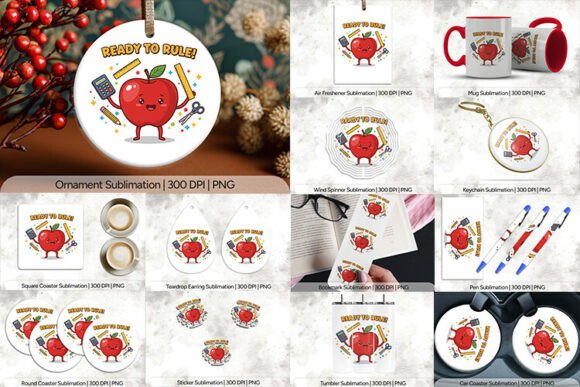 Ready to Rule Apple PNG Design: Elevating Classroom Merchandise with High-Resolution Digital Assets