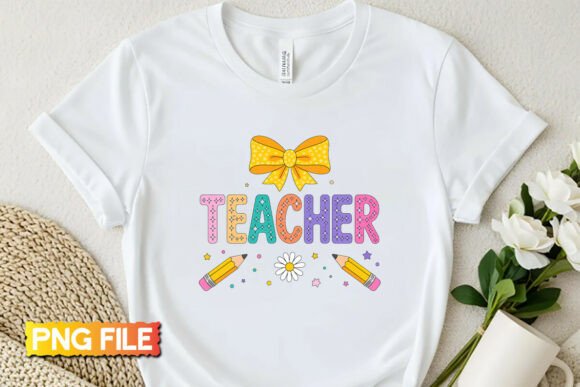Retro Teacher Leopard Pencil Bow PNG