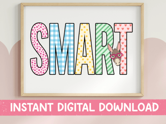 Smart Donkey Patterned Letter SVG PNG