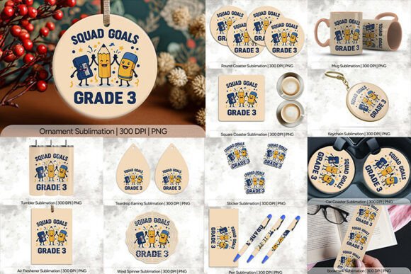 Squad Goals Grade 3 School PNG Design