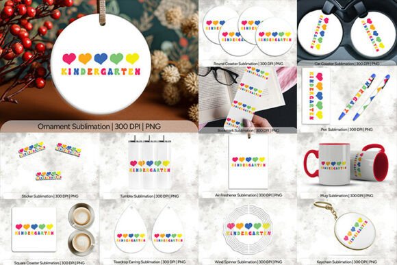 Transform Your Classroom Crafts with Kindergarten Hearts Sublimation PNG